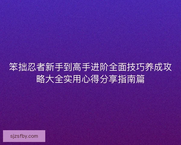 笨拙忍者新手到高手进阶全面技巧养成攻略大全实用心得分享指南篇