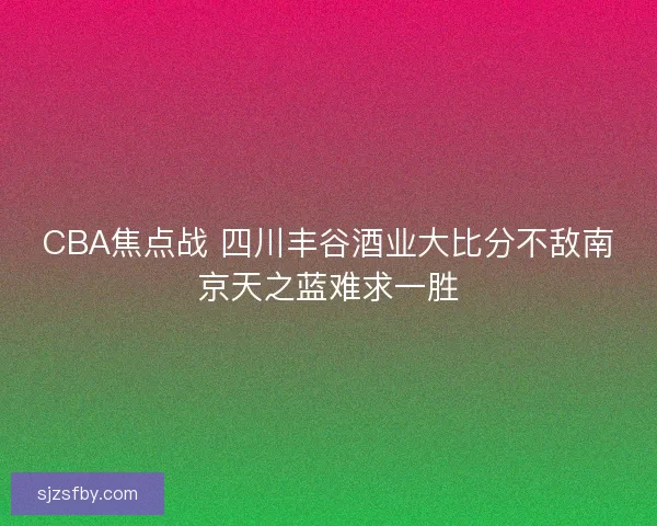 CBA焦点战 四川丰谷酒业大比分不敌南京天之蓝难求一胜